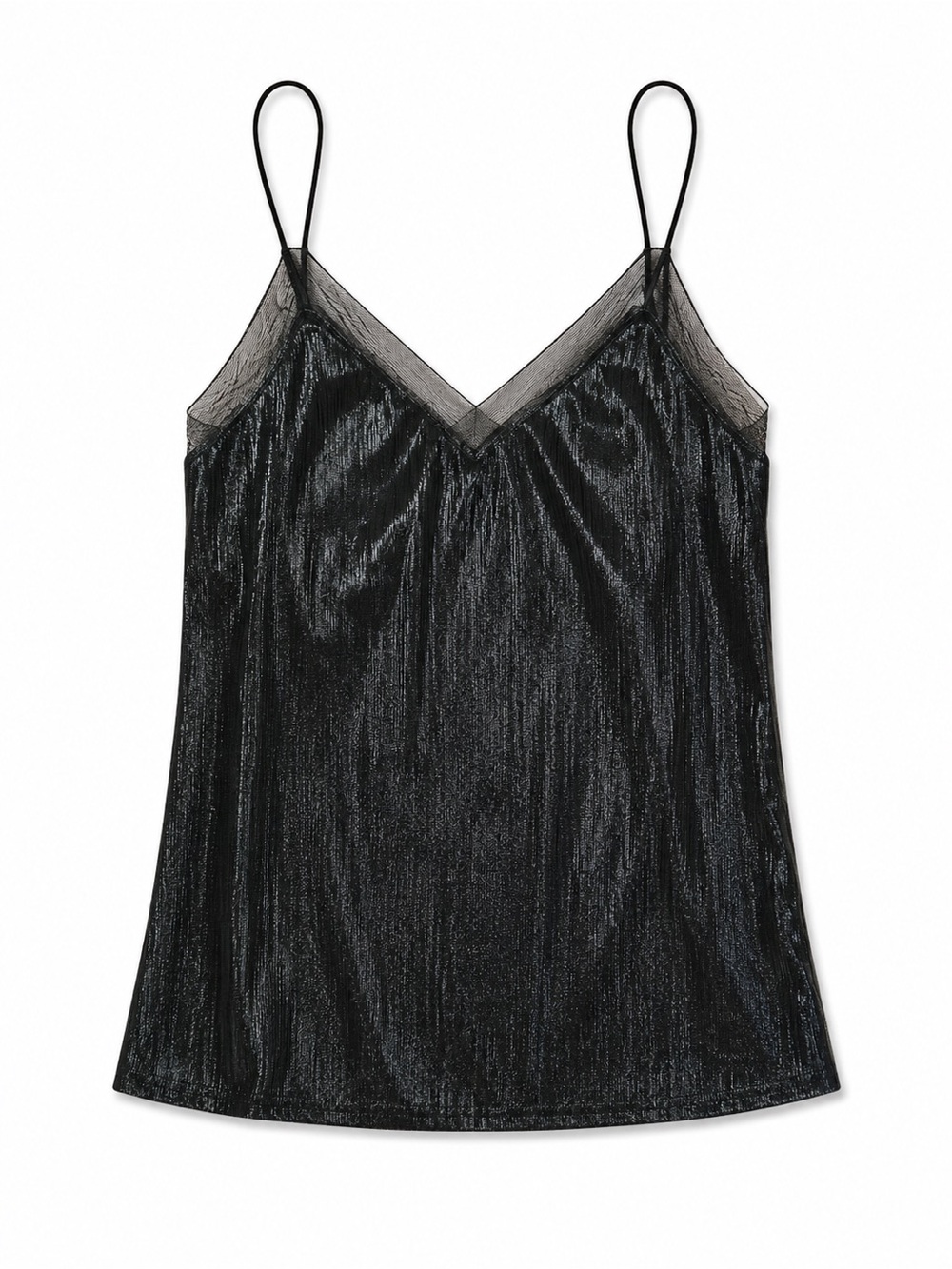 BLACK MESH METALLIC TANK TOP